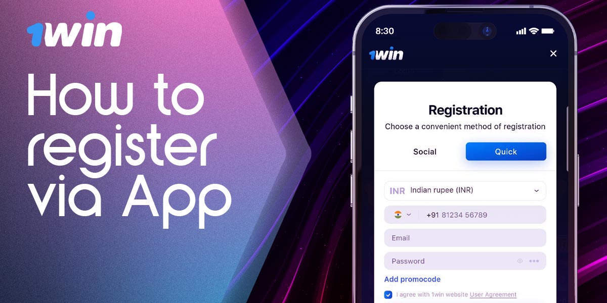 Step-by-step guide to registering on the 1Win India mobile app.