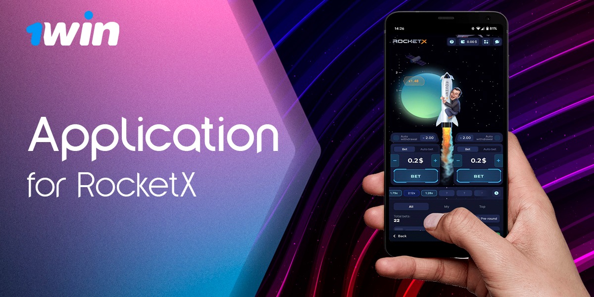 1win mobile app for playing RocketX on Android and iOS.
