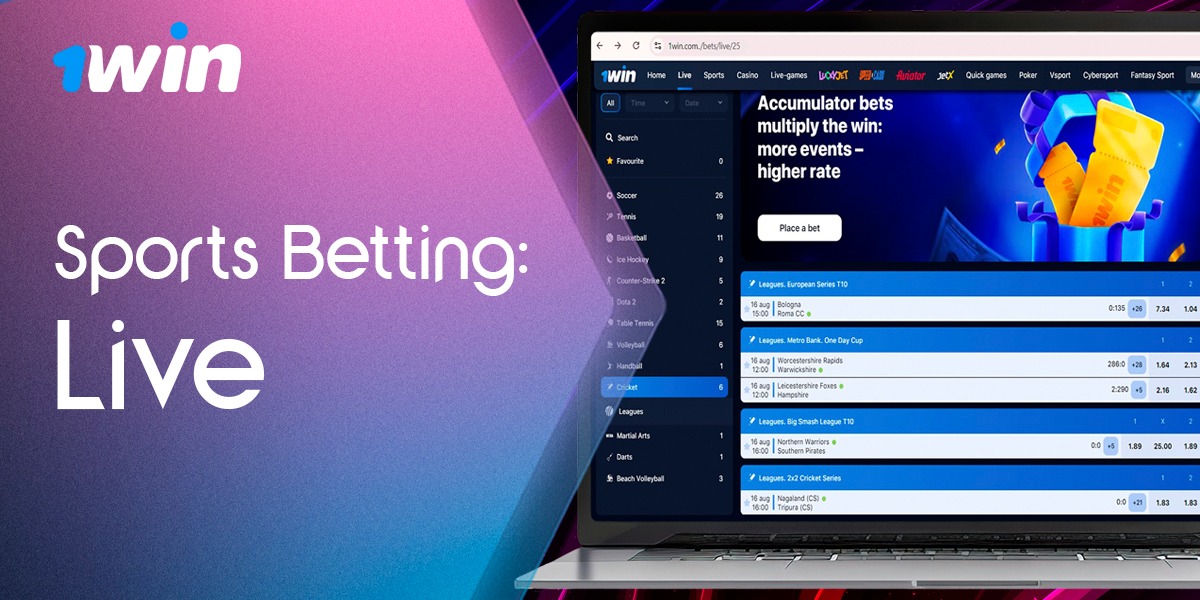 Live sports betting odds for 1win players from India