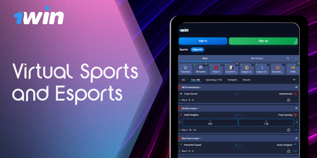 Betting on virtual sports on the site of online casino 1Win 